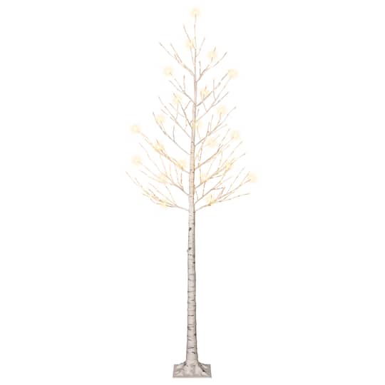 8ft. Pre-Lit White Artificial Twig Christmas Tree, Clear Lights